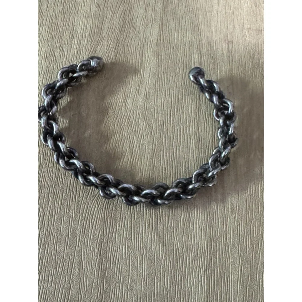 Chainmaille Silverplate Viking Cuff  Woven Dark  Silver Bracelet 6 1/2" - Picture 3 of 7